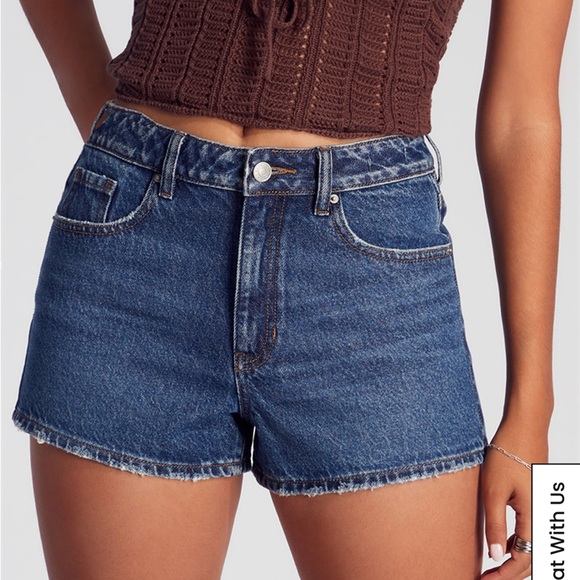 NWT Pacsun Dark Indigo Denim Mom Shorts - Picture 1 of 4